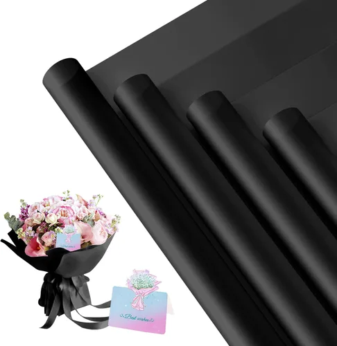 Miniatura 13 de REAXYZNN 20 hojas de papel de regalo de flores, papel de regalo floral impermeable con tarjetas para manualidades de bricolaje, suministros de Blanco