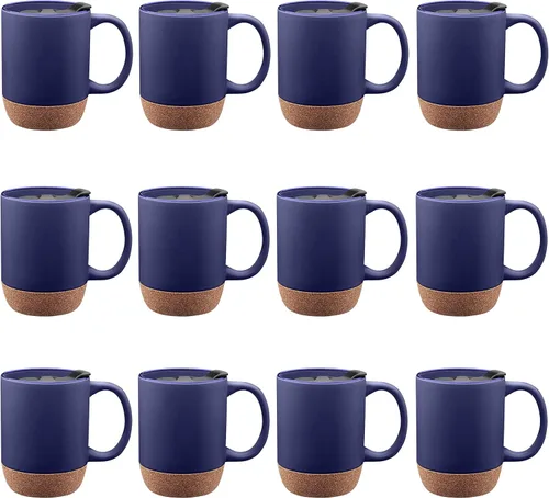 Miniatura 9 de Tazas de cerámica personalizadas Barista con fondo de corcho, 13 onzas, juego de 12/36/72, paquete personalizado a granel, perfecto para café, té