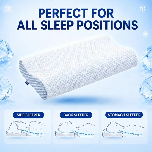 Miniatura 6 de DR.DREAM Almohada de espuma viscoelástica para dormir, gel refrescante, ergonómica, firmeza de contorno para aliviar el dolor de cuello, hombros