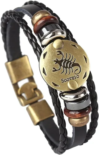 Miniatura 7 de Hamoery Pulsera de cuero de aleación punk para Constellation trenzada pulsera pulsera brazalete