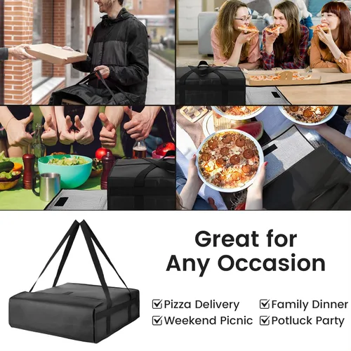 Miniatura 8 de Bodaon Bolsas de pizza para entrega, bolsa de entrega de pizza aislada para conductores de entrega, 20 x 20 x 6 pulgadas, bolsas calentadoras