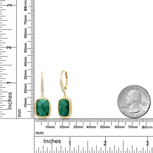 Miniatura 18 de Gem Stone King Aretes colgantes de plata de ley 925 con piedra natal y diamantes blancos cultivados en laboratorio de 4.60 quilates para mujer