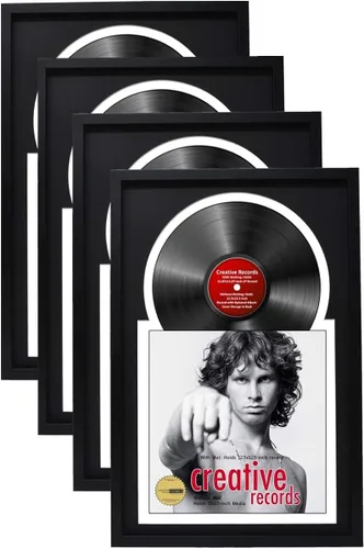 Miniatura 11 de Creative Picture Frames Marco de vinilo Jukebox de 16 x 24 pulgadas con paspartú doble doble blanco-negro, marco de álbum de discos LP
