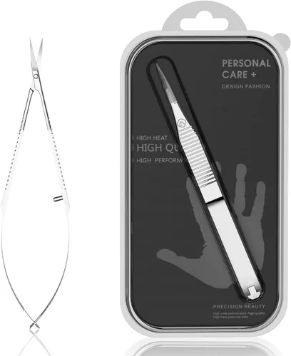 Miniatura 2 de ZIZZON Tijeras de cutículas extra finas curvadas profesionales precisas punta punta kit de aseo para cejas, pestañas, uñas y piel seca