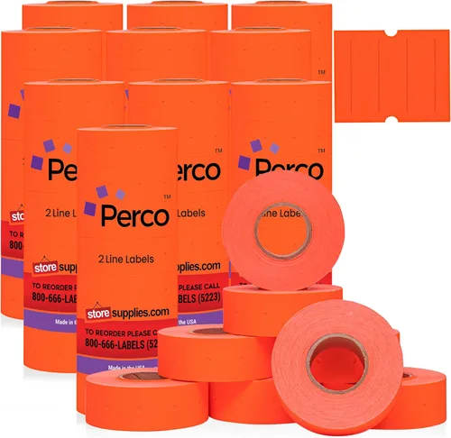 Miniatura 24 de Perco Etiquetas azules de 2 líneas, 6,000 etiquetas de precio en blanco y fecha para pistolas Perco de 2 líneas de precio y fecha, 8 rollos, 1