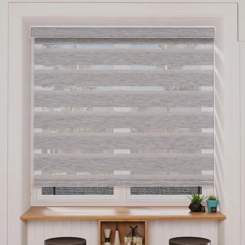 Miniatura 63 de MYshade Persianas enrollables de cebra opacas (85 %) con cordón para ventanas interiores, persianas de doble capa beige para dormitorio, baño, sala