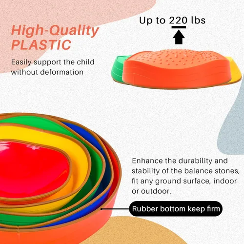 Miniatura 5 de Escalones de equilibrio para niños pequeños Carrera de obstáculos – 5 juguetes duraderos para exteriores, piedras sensoriales para mejorar la Arcoír