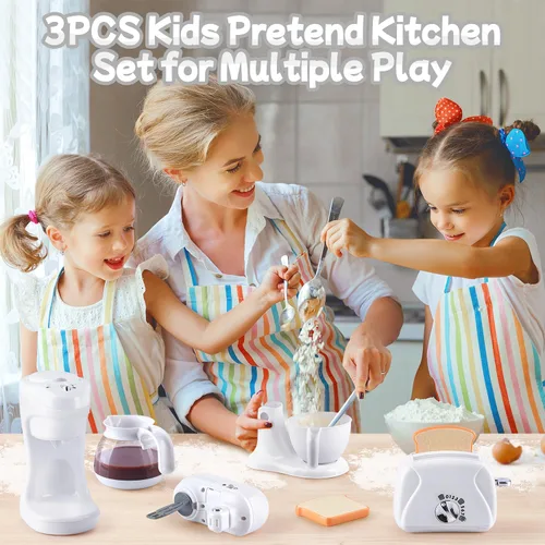 Miniatura 2 de Juguetes de electrodomésticos de cocina, juego de accesorios de cocina para niños, juguetes de cocina de simulación para niños de 4 a 8 años, Blanco