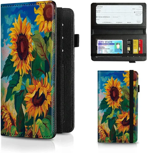 Miniatura 32 de Funda para chequera para hombres y mujeres, cartera de cuero RFID con ranuras para tarjetas de crédito, soporte de cheques duplicados personales