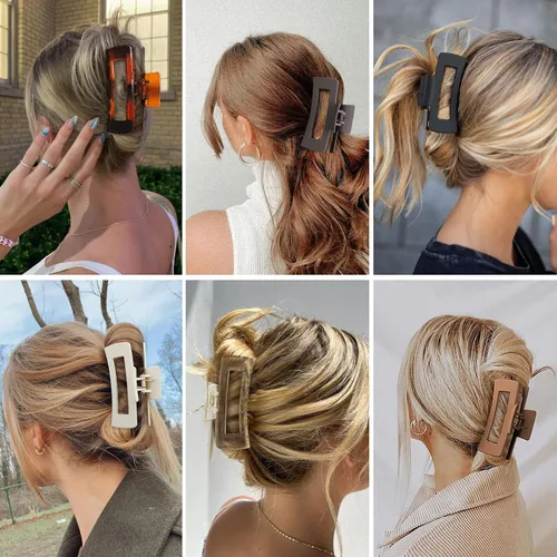 Miniatura 7 de Sisiaipu Pinzas de pelo grandes de 4 pulgadas, 6 piezas de garra grande para cabello grueso, pinzas cuadradas para el cabello para mujeres, pinzas