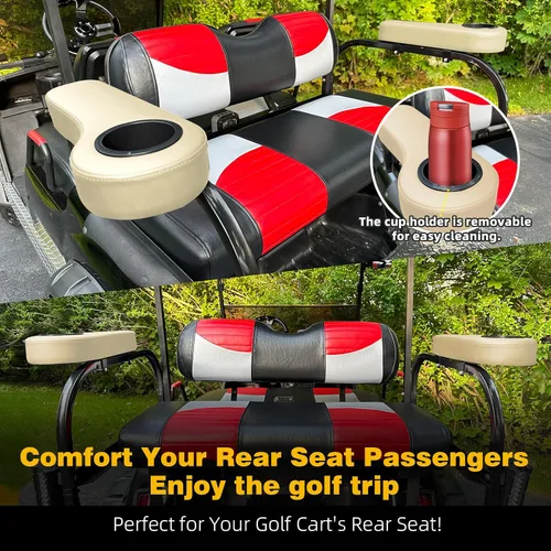 Miniatura 8 de Roykaw Reposabrazos para carrito de golf con portavasos compatible con EZGO Club Car Yamaha – Marco de soporte mejorado, no requiere perforación