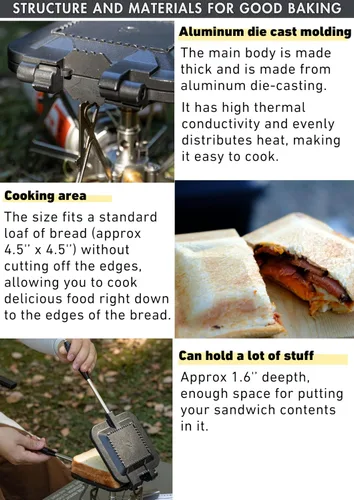 Miniatura 3 de camping moon Sandwichera Arena caliente Solo quemador Gas Fire Open Fire Compact Aluminio TT-1315 (negro)