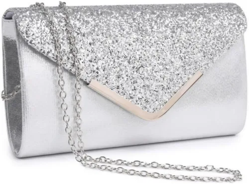Miniatura 15 de Dasein Bolsos de noche para mujer, bolsos de mano formales para bodas, fiestas, bailes, bolsos con correa para el hombro y solapa con purpurina