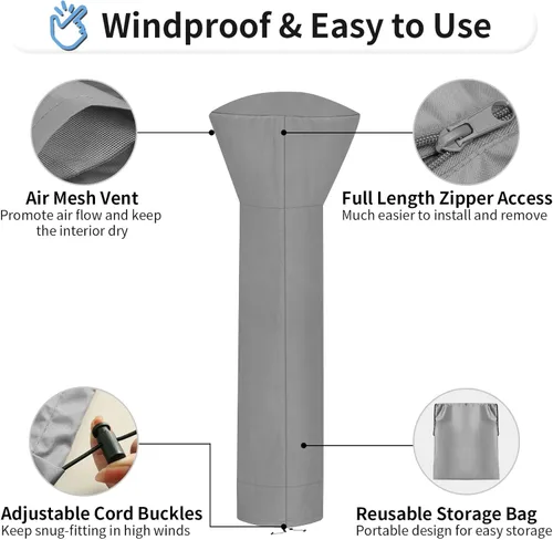 Miniatura 5 de OutdoorLines Fundas impermeables para calentadores de patio al aire libre con cremallera y bolsa de almacenamiento, a prueba de polvo, resistente a