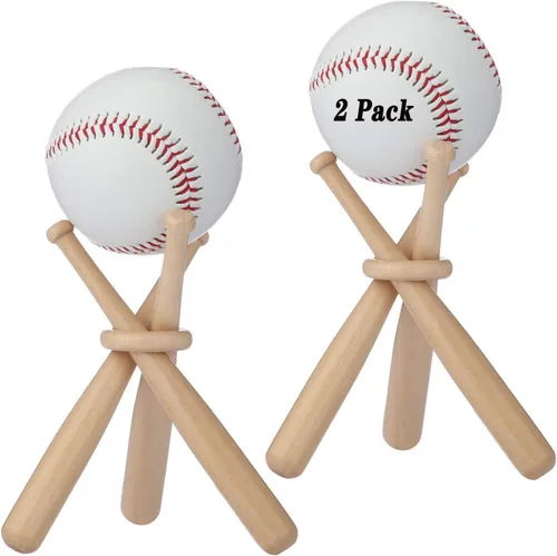 BaseGoal La exhibición de madera del soporte del sóftbol del béisbol consta de 3 mini bates de béisbol y 1 círculo de madera