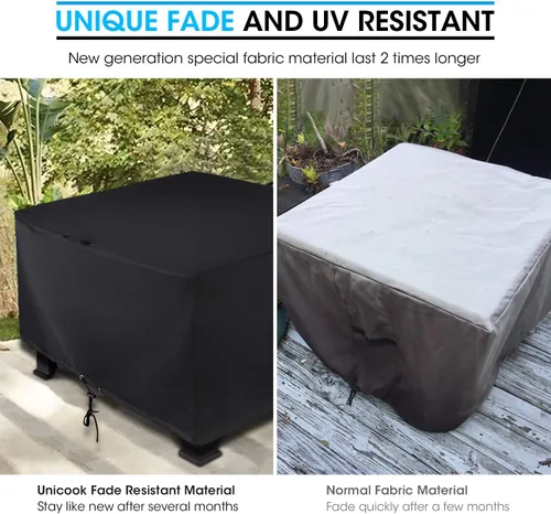 Miniatura 2 de Unicook Funda cuadrada para hoguera de 38 pulgadas, resistente e impermeable, protector para fogata al aire libre con cordón y asas, protección