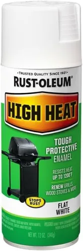 Miniatura 2 de Rust-Oleum 7751830 Pintura en aerosol de esmalte de alta temperatura, blanca, 12 onzas Blanco