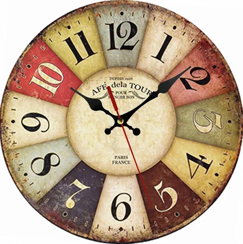 Miniatura 29 de Reloj de pared redondo de madera de 12 pulgadas, silencioso, sin tictac, de cuarzo, funciona con pilas, para oficina, cocina, dormitorio, aula