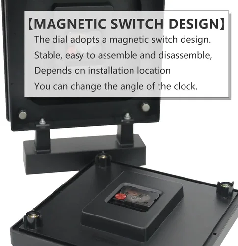 Miniatura 5 de BESTIME 66295A Reloj de pared de plástico de doble cara con marco negro. Reloj de estación clásico de diseño simple, estilo silencioso, elegante
