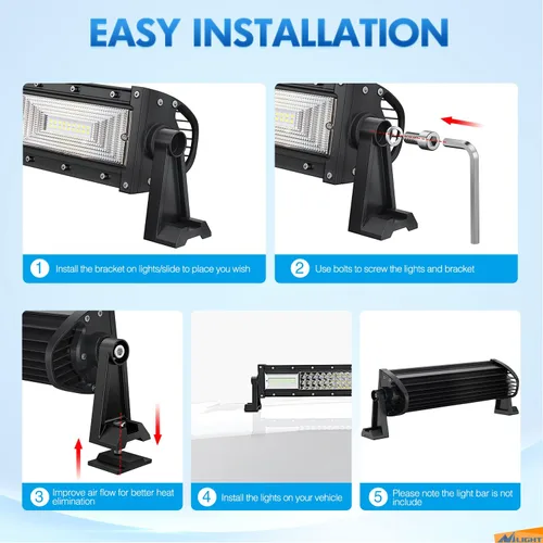 Miniatura 3 de Nilight 2 soportes de montaje lateral universales ajustables para barra de luz LED, color negro