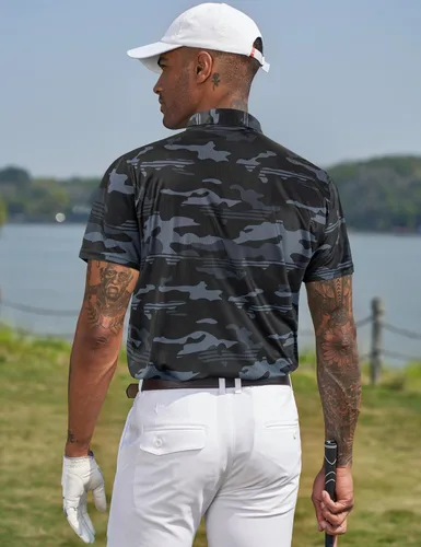 Miniatura 60 de TAPULCO Camisetas tipo polo de secado rápido para hombre, diseño de camuflaje, atléticas, ligeras, transpirables, casuales, para golf