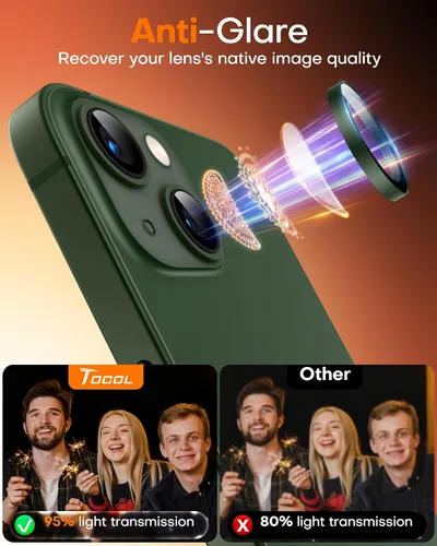 Miniatura 6 de TOCOL Camera Lens Protector for iPhone 13 / iPhone 13 Mini Tempered Glass HD Individual Scratch Resistant Camera Cover Accessories Case Friendly 2