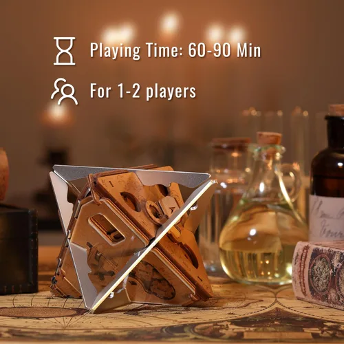Miniatura 2 de PUZZLE POTATO Caja de rompecabezas antigravedad, rompecabezas 3D para adultos, cofre del tesoro de madera, caja de rompecabezas de dinero