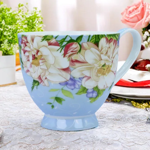 Miniatura 5 de Tazas de café de porcelana de hueso de 16oz para mujeres Tazas Flora Tazas de café y té Novedades Tazas de café para regalar a mujeres, mamá, amigas
