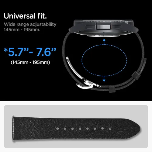 Miniatura 6 de Spigen - Correa de piel auténtica compatible con MoonSwatch, Galaxy Watch de 0.787 in Folding Buckle Clasp, Quick Release Fits Omega x Swatch