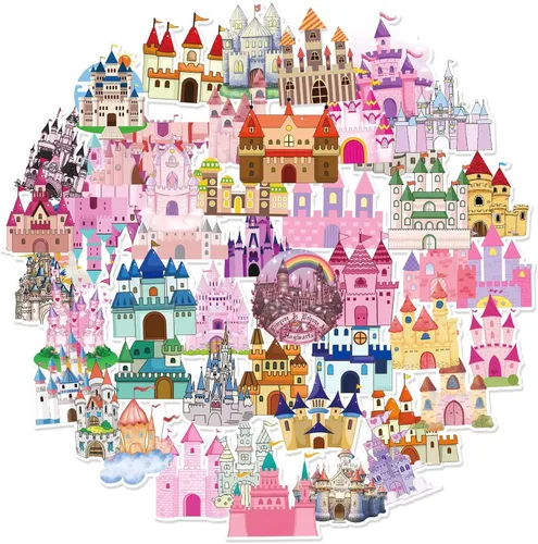 Miniatura 4 de Adhesivo de castillo de ensueño para niños, niñas, adolescentes, niños, calcomanías románticas de cuento de hadas, calcomanías para laptop