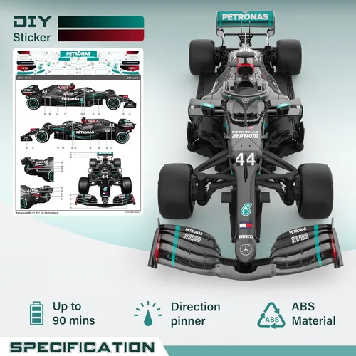 Miniatura 4 de Voltz Toys Auténtico auto de control remoto Mercedes-Benz F1 W11 con licencia 1:18, colección F1 para niños y adultos, auto RC de 2.4 GHz para 1:18