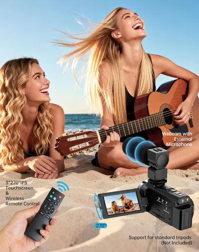 Miniatura 5 de Cámara de video 5K 48MP UHD WiFi Vlogging Cámara para YouTube, zoom óptico 10X 3.0 pulgadas, pantalla táctil IPS Cámara digital antivibración