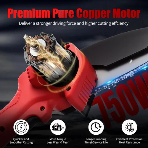 Miniatura 3 de Wood Ranger - Mini motosierra eléctrica de 4 pulgadas, motosierra eléctrica portátil inalámbrica para patio, hogar y jardín, corte de madera, poda