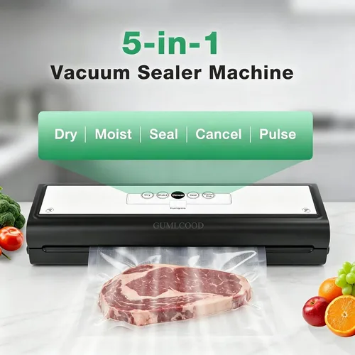 Miniatura 4 de Máquina automática selladora al vacío para alimentos con 10 bolsas de almacenamiento, sellador de alimentos 5 en 1 para sellar una comida