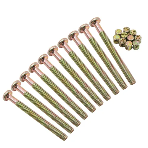 Miniatura 6 de Juego de 10 piezas de tornillos M6 x 100 mm de cabeza plana hexagonal con enchufe - Perfecto para accesorios de cama de madre y bebé - Galvanizado
