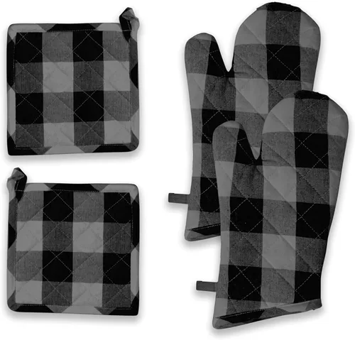 Miniatura 26 de Oven Mitt (7"x13") & Pot Holder (8"x8") 100% Cotton Set of Heat Resistant Oven Gloves & Hot Pads for Gifts, BBQ, Cooking, Baking, Thanksgiving