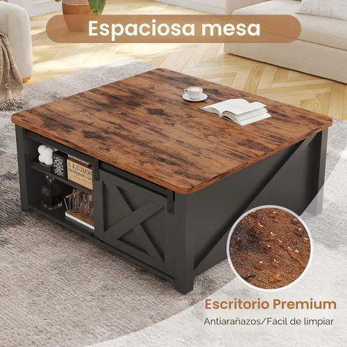 Miniatura 5 de SEDETA Mesa de Centro con Tapa Elevable de 31.5" con Almacenamiento, Mesas de Centro Cuadradas para Sala de Estar, Mesa de Centro Estilo Granja