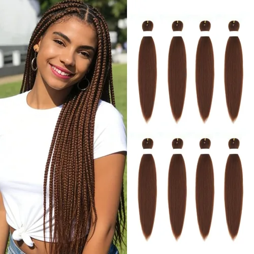 Miniatura 41 de 8 paquetes de extensiones preestiradas - 16 pulgadas de cabello trenzado premium, 55G/paquete, sin picazón, fijación en agua caliente, textura Perm