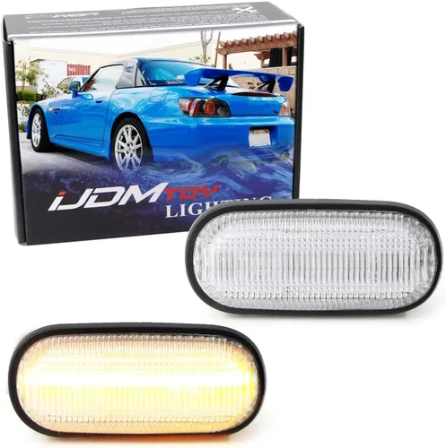 iJDMTOY JDM - Kit de luces de marcador lateral para guardabarros delanteros con lente transparente, color ámbar, compatible con Honda S2000