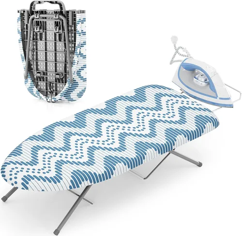 Miniatura 9 de KINGBOARD Tabla de planchar de mesa, tablas de planchar pequeñas con soporte para plancha, tabla de planchar plegable, cubierta extragruesa, tabla
