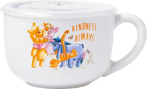 Miniatura 13 de Silver Buffalo Peanuts Snoopy and Woodstock Did Someone Say Food - Taza de cerámica para sopa con tapa de plástico ventilada, 24 onzas Maní