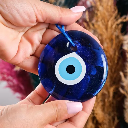 Miniatura 7 de BCS Decoración azul contra el mal de ojo de 2.8 pulgadas, adorno colgante de pared hecho a mano con amuleto turco griego de Nazar de buena suerte