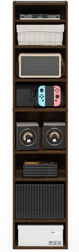 Miniatura 6 de Furinno Indo - Estantería para DVD de 8 niveles, estante para CD, estantería multimedia con estantes ajustables, gabinetes de almacenamiento