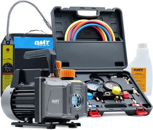 Miniatura 13 de Orion Motor Tech A2L Bomba de vacío y juego de medidores para aire acondicionado, para sistemas R1234yf R32 R134a R410A con bomba de vacío a prueba