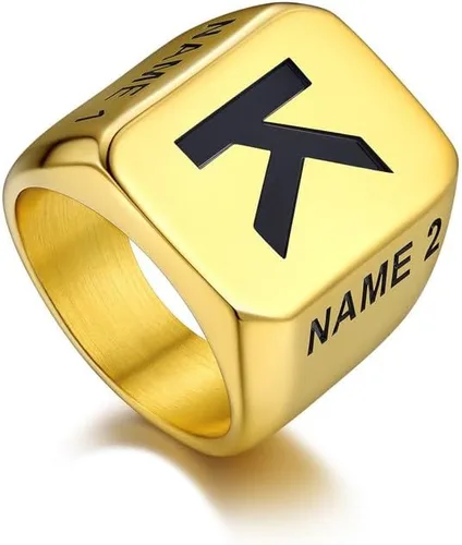Miniatura 15 de Bandmax Anillos de sello para hombre, acero inoxidable, chapado en oro de 14 quilates, negro, minimalista, simple, anillo para hombres y mujeres