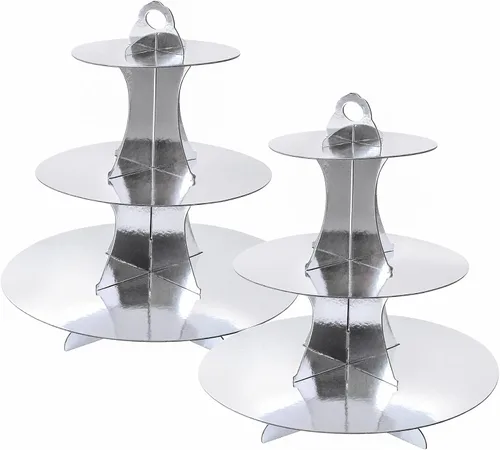 Miniatura 34 de Soleebee Soporte redondo de 3 niveles para cupcakes, torre de cartón para cupcakes, torre de soporte para pasteles de postre para decoración