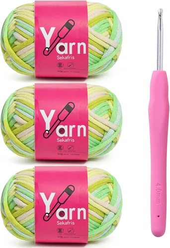 Miniatura 21 de Hilo de Crochet con Hilo de Algodón para Crochet – Hilos de Crochet Tejido para Principiantes con Puntadas Fáciles de Ver – Hilo para Crochet