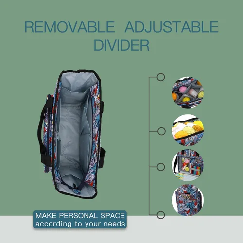 Miniatura 3 de Bolsa de almacenamiento de hilo para tejer, organizador de ganchillo de gran capacidad, bolsa de viaje portátil con correa para el hombro, estuche