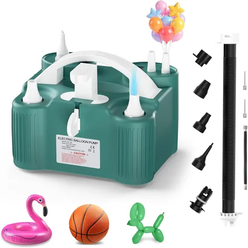 Bomba de globos eléctrica 4 en 1 para todos los globos, globo de Mylar 260q de papel de aluminio, cojín de aire, flotador de piscina, pelota de