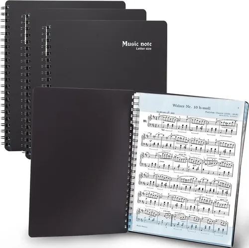 Miniatura 8 de Carpeta de partituras (1 paquete, negro) – 40 fundas para mostrar 80 páginas organizador de carpeta en espiral para soporte de música – Se adapta a